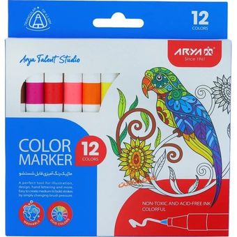 ماژیک 12 رنگ قابل شستشو آریا