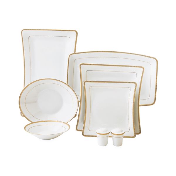 سرویس غذاخوری 30 پارچه چینی زرین ایران سری وینچی مدل سپینود درجه یک