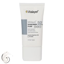فلوئید ضدآفتاب بدون رنگ ویتالیر SPF50 Whitevit، مناسب پوست کدر و لک 50 میلیلیتر