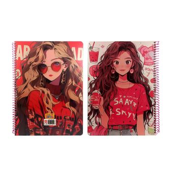 دفتر جلد دار 50 برگ سیمی دختر قرمز کد 48