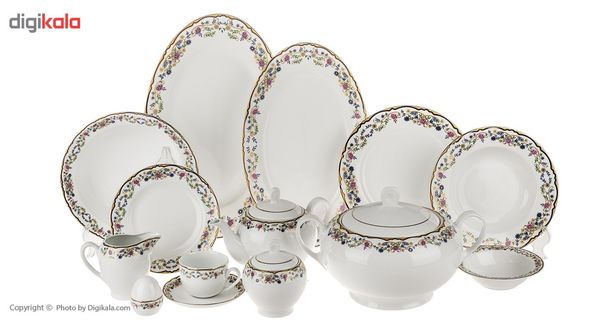 سرویس غذاخوری 102 پارچه چینی زرین ایران سری ایتالیا اف مدل Golestan درجه یک