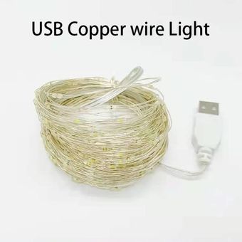 ریسه مفتولی درجه یک – 50 نور در 5 متر، رنگارنگ و جذاب با شارژ USB