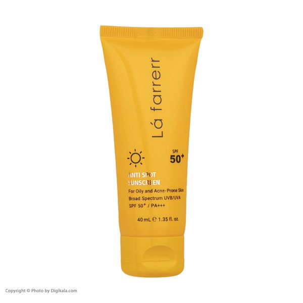 کرم ضدآفتاب و ضدلک بی‌رنگ لافارر مدل SPF50، مناسب پوست‌های چرب، حجم 40 میلی‌لیتر