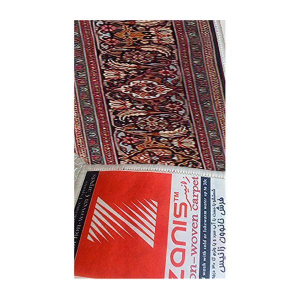 فرش ماشینی زانیس مدل سنتی طرح ماهی تبریز  زمینه قهوه ای