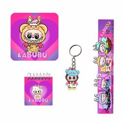 بسته لوازم تحریر مدل لبوبو کد labubu 4 مجموعه 4 عددی - جین 12 عددی