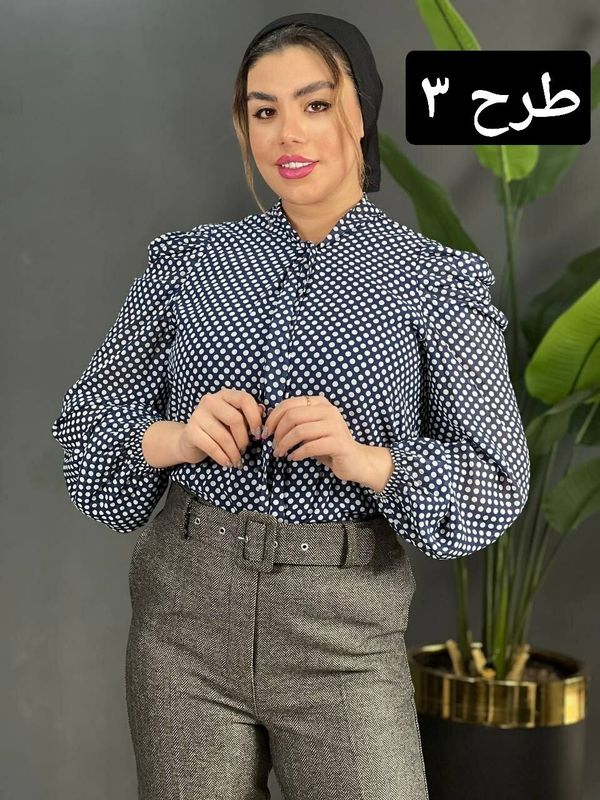 شومیز حریر آستین پف کد 1578