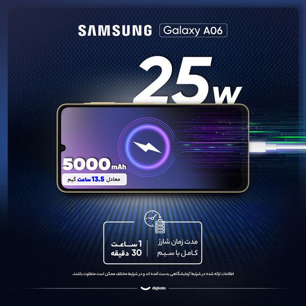 گوشی موبایل سامسونگ مدل Galaxy A06 دو سیم کارت ظرفیت 128/6