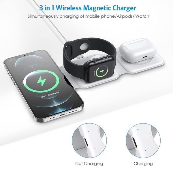 شارژر بی سیم مدل 3in1 magnetic wireless charger