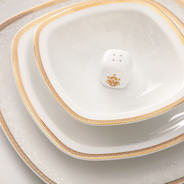 سرویس غذاخوری 98 پارچه 12 نفر چینی زرین ایران مدل ریوا سری کواترو درجه عالی