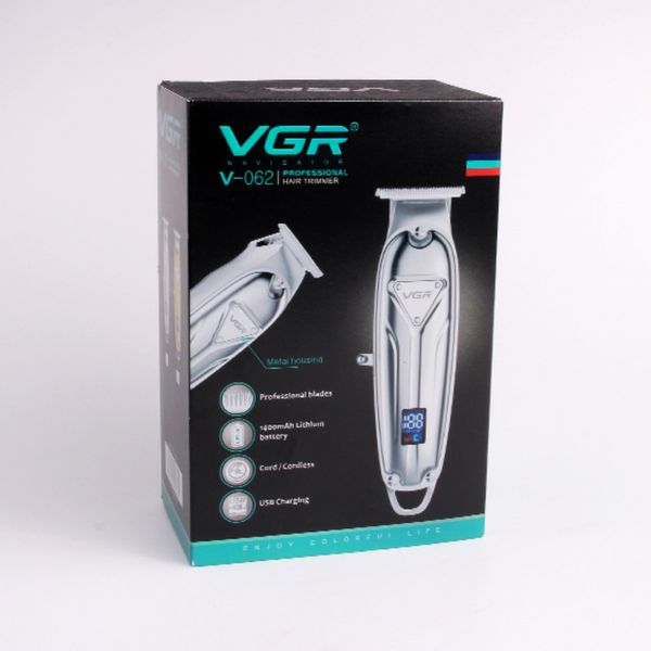 ماشین اصلاح مو صورت و سر وی جی ار مدل V-062، استفاده به صورت خشک و مرطوب، منبع انرژی با کابل USB، تکنولوژی اصلاح به صورت برش مست
