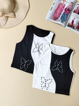 کراپ فانریپ پروانه مروارید دوزی کد 1003