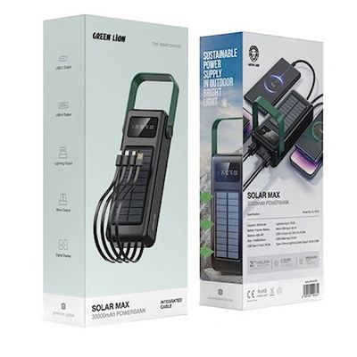 پاوربانک گرین لاین مدل Solar max با ظرفیت 30000 میلی آمپر بر ساعت