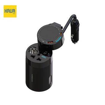 اینورتر برق خودرو Powerology 200 وات با نمایشگر LED و شارژ سریع – Black