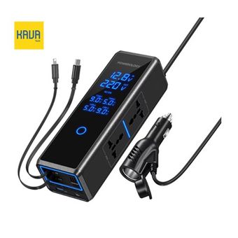 اینورتر خودرو Powerology 300W – دو پریز AC و پورت‌های شارژ سریع