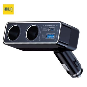 شارژر فندکی چند پورته پاورالوجی Powerology Brio Multi-Port Car Charger مدل Brio – مشکی