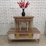 میز جلومبلی و عسلی مدل کارول رنگ کرم فندوقی