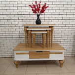 میز جلومبلی و عسلی مدل کنار رنگ کرم عسلی