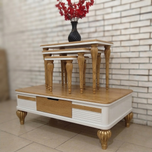 میز جلومبلی و عسلی مدل کنار رنگ کرم عسلی
