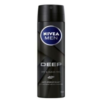 اسپری نیوا پودری مردانه دیپ مشکی  |  Nivea Powder Spray Man BL.CK  Deep