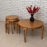 میز جلومبلی و عسلی مدل رینگی رنگ بلوط