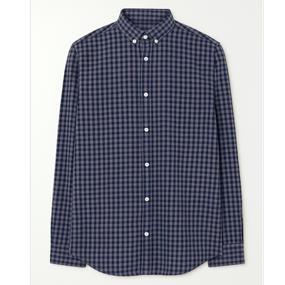 پیراهن چهارخانه ریز سرمه‌ای