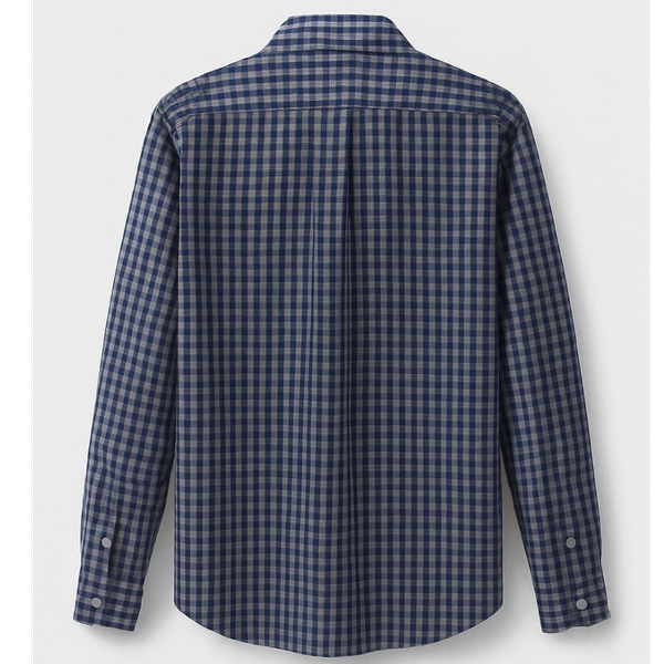 پیراهن چهارخانه ریز سرمه‌ای