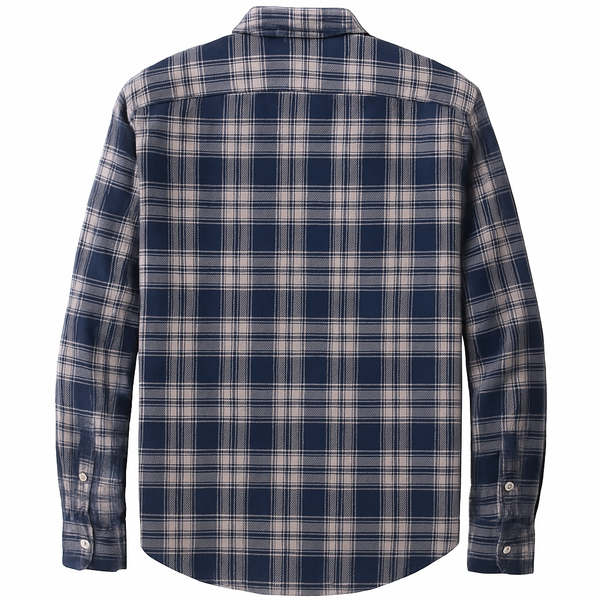 پیراهن چهار خانه درشت طوسی سرمهای