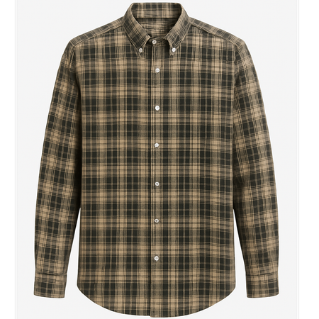 پیراهن چهارخانه رگولار سبز کرم