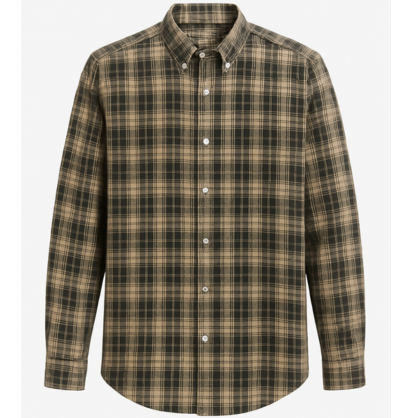 پیراهن چهارخانه رگولار سبز کرم