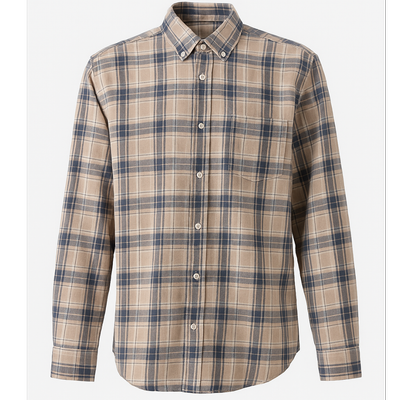 پیراهن چهارخانه رگولار فیت کرم