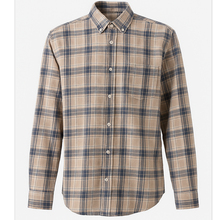 پیراهن چهارخانه رگولار فیت کرم