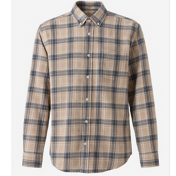 پیراهن چهارخانه رگولار فیت کرم