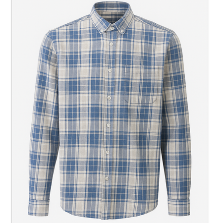 پیراهن چهارخانه رگولار فیت طوسی آبی روشن