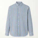 پیراهن پنبه چهار خانه ریز رگولار فیت آبی