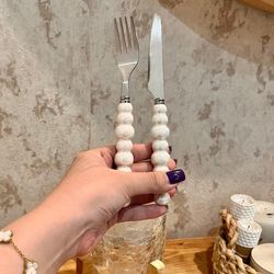 کارد و چنگال دسته سرامیکی مروارید