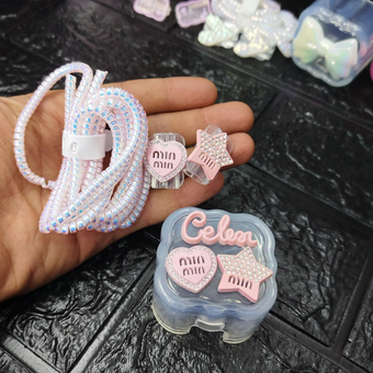 محافظ شارژر 20 وات آیفون 5تیکه شفاف فانتزی طرح3