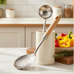 کفگیر و ملاقه دسته چوبی