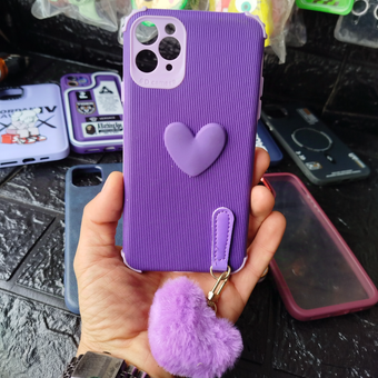 کاور قاب گوشی آیفون 11promax مدل قلبی فانتزی آویزدار