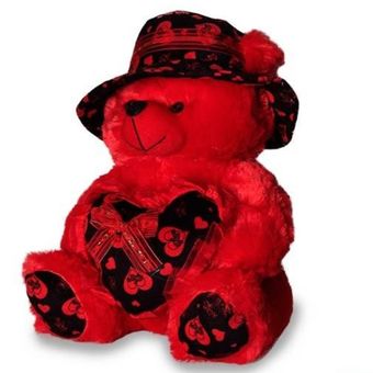 عروسک پولیشی خرس قرمز قلب به دست 30 سانتی متر