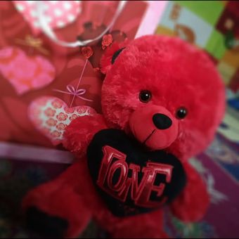 عروسک پولیشی خرس قرمز لاو 30 سانتی متر