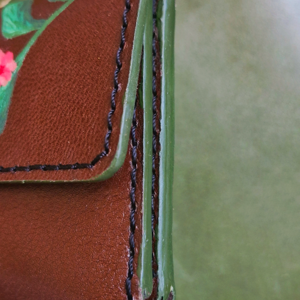 کیف پول جیبی چرم طبیعی بزی زنانه (نقاشی کار دست)