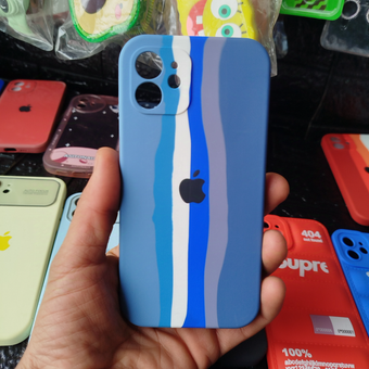 کاور قاب آیفون 12 مدل سیلیکونی چندرنگ اورجینال پاک کنی