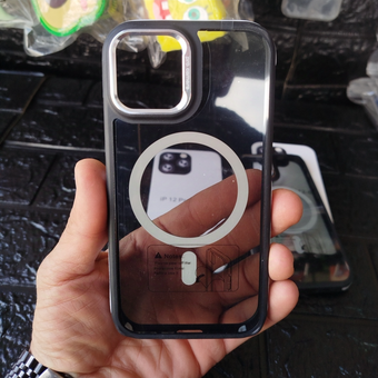 کاور قاب آیفون 12و12pro مدل مگ سیف اورجینال پشت شفاف دور ایربگ دار کیفیت درجه یک