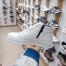 کفش نیم بوت سفید تمام مردانه زیپی بندی