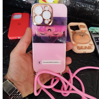 کاور قاب آیفون 13pro مدل pvd طرح دار با بند آویز گردنی طرح5