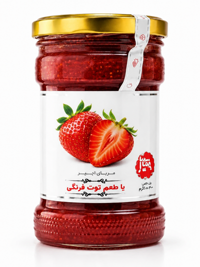 مربا توت فرنگی 280 گرم شیشه ای خونگی 12عددی