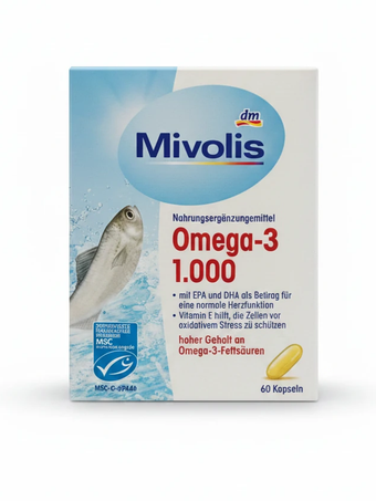 **سافت‌ژل امگا 3 میولیس آلمان 60 عددی کمک به سلامت قلب، مغز و مفاصل Mivolis Omega-3**