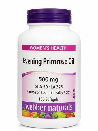 گل مغربی 500 میلی‌گرم Webber Naturals    **پشتیبان سلامت زنان – منبع طبیعی اسیدهای چرب ضروری GLA و LA**