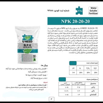 کود کامل NPK 20.20.20 کیسه 1 کیلو