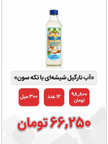 آب نارگیل شیشه ای با تکه سون  300 میل 12 عددی
